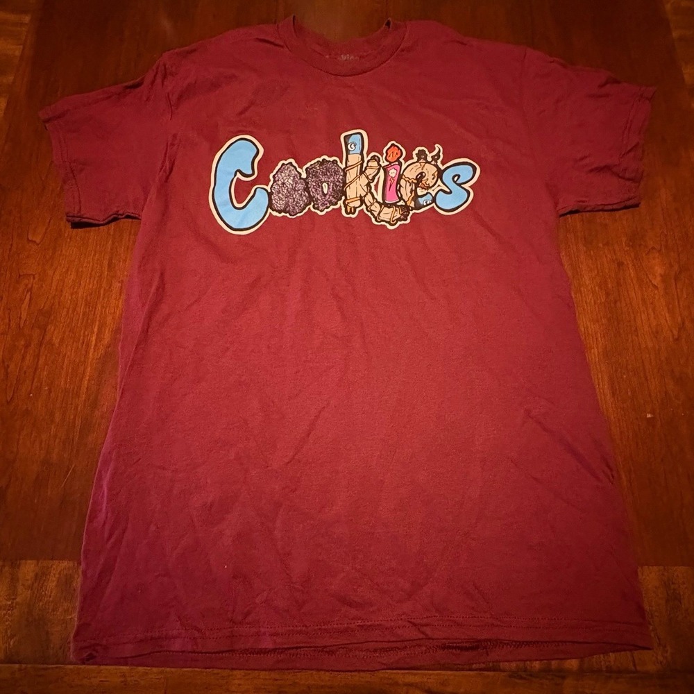 Cookies SF Graphic T-Shirt Maroon Medium Streetwear Smoke Weed Cannabis Logo